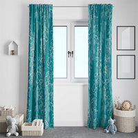 Hawaii Plumeria Lei Window Curtain Aloha Festive Vibe - Teal
