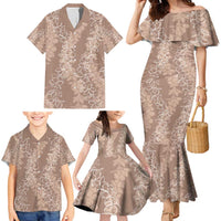 Hawaii Plumeria Lei Family Matching Mermaid Dress and Hawaiian Shirt Aloha Festive Vibe - Beige LT7 - Polynesian Pride