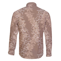 Hawaii Plumeria Lei Family Matching Off The Shoulder Long Sleeve Dress and Hawaiian Shirt Aloha Festive Vibe - Beige