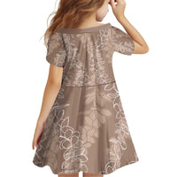Hawaii Plumeria Lei Kid Short Sleeve Dress Aloha Festive Vibe - Beige