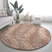 Hawaii Plumeria Lei Round Carpet Aloha Festive Vibe - Beige