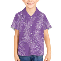 Hawaii Plumeria Lei Family Matching Puletasi and Hawaiian Shirt Aloha Festive Vibe - Violet LT7 Son's Shirt Violet - Polynesian Pride