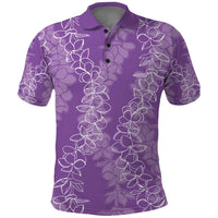 Hawaii Plumeria Lei Polo Shirt Aloha Festive Vibe - Violet