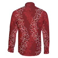 Hawaii Plumeria Lei Family Matching Tank Maxi Dress and Hawaiian Shirt Aloha Festive Vibe - Crimson