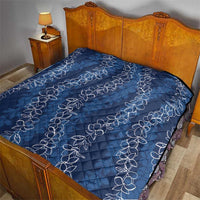 Hawaii Plumeria Lei Quilt Aloha Festive Vibe - Navy Blue