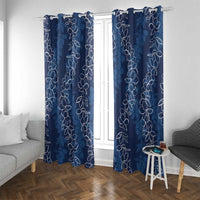 Hawaii Plumeria Lei Window Curtain Aloha Festive Vibe - Navy Blue