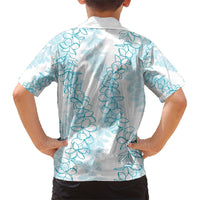 Hawaii Plumeria Lei Family Matching Short Sleeve Bodycon Dress and Hawaiian Shirt Aloha Festive Vibe - Turquoise LT7 - Polynesian Pride