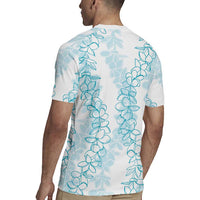 Hawaii Plumeria Lei Rugby Jersey Aloha Festive Vibe - Turquoise