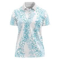 Hawaii Plumeria Lei Women Polo Shirt Aloha Festive Vibe - Turquoise
