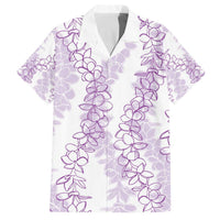 Hawaii Plumeria Lei Family Matching Puletasi and Hawaiian Shirt Aloha Festive Vibe - Amethyst LT7 Dad's Shirt - Short Sleeve Amethyst - Polynesian Pride