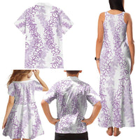 Hawaii Plumeria Lei Family Matching Tank Maxi Dress and Hawaiian Shirt Aloha Festive Vibe - Amethyst