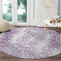 Hawaii Plumeria Lei Round Carpet Aloha Festive Vibe - Amethyst