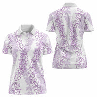 Hawaii Plumeria Lei Women Polo Shirt Aloha Festive Vibe - Amethyst