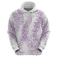 Hawaii Plumeria Lei Zip Hoodie Aloha Festive Vibe - Amethyst