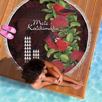 Hawaii Mele Kalikimaka Kakau Beach Blanket I'iwi Bird on Ohia Lehua