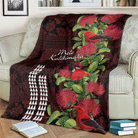 Hawaii Mele Kalikimaka Kakau Blanket I'iwi Bird on Ohia Lehua