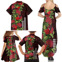 Hawaii Mele Kalikimaka Kakau Family Matching Summer Maxi Dress and Hawaiian Shirt I'iwi Bird on Ohia Lehua