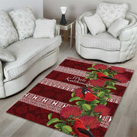 Hawaii Christmas Mele Kalikimaka Area Rug I'iwi Bird on Ohia Lehua