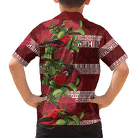 Hawaii Christmas Mele Kalikimaka Family Matching Long Sleeve Bodycon Dress and Hawaiian Shirt I'iwi Bird on Ohia Lehua LT7 - Polynesian Pride