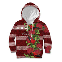 Hawaii Christmas Mele Kalikimaka Kid Hoodie I'iwi Bird on Ohia Lehua