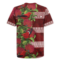 Hawaii Christmas Mele Kalikimaka Rugby Jersey I'iwi Bird on Ohia Lehua