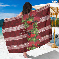 Hawaii Christmas Mele Kalikimaka Sarong I'iwi Bird on Ohia Lehua