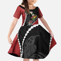 New Zealand Christmas Family Matching Off Shoulder Maxi Dress and Hawaiian Shirt Flora Map with Birds - Polynesian Pride