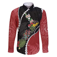 New Zealand Christmas Family Matching Off Shoulder Maxi Dress and Hawaiian Shirt Flora Map with Birds - Polynesian Pride