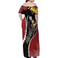New Zealand Christmas Family Matching Off Shoulder Maxi Dress and Hawaiian Shirt Flora Map with Birds - Polynesian Pride