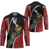 New Zealand Christmas Hockey Jersey Flora Map with Birds - Polynesian Pride