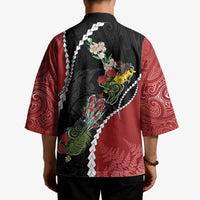 New Zealand Christmas Kimono Flora Map with Birds - Polynesian Pride