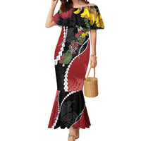 New Zealand Christmas Mermaid Dress Flora Map with Birds - Polynesian Pride