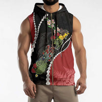 New Zealand Christmas Sleeveless Zip Hoodie Flora Map with Birds - Polynesian Pride
