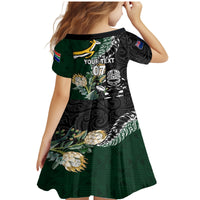 Custom South Africa Mix New Zealand Rugby 2023 Family Matching Mermaid Dress and Hawaiian Shirt World Cup Greatest Rivalry LT7 - Polynesian Pride