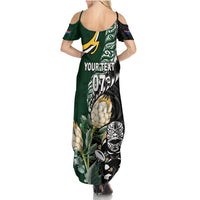 Custom South Africa Mix New Zealand Rugby 2023 Family Matching Summer Maxi Dress and Hawaiian Shirt World Cup Greatest Rivalry LT7 - Polynesian Pride