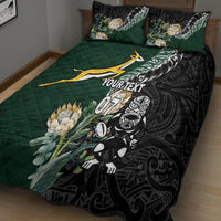 Custom South Africa Mix New Zealand Rugby 2023 Quilt Bed Set World Cup Greatest Rivalry LT7 - Polynesian Pride