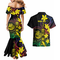 New Caledonia Kanaky Personalized Couples Matching Mermaid Dress and Hawaiian Shirt Fleche Faitiere - Plumeria
