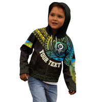 Personalised Vanuatu Kid Hoodie Turtle Chest Tattoo Flag Color - Torba LT7 - Polynesian Pride