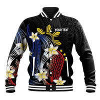Personalized Philippines Tribal Baseball Jacket Tropical Waves - Plumeria