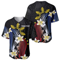 Personalized Philippines Tribal Baseball Jersey Tropical Waves - Plumeria