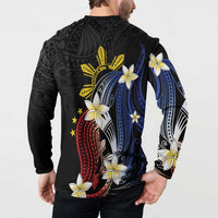 Personalized Philippines Tribal Button Sweatshirt Tropical Waves - Plumeria