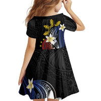 Personalized Philippines Tribal Family Matching Off Shoulder Maxi Dress and Hawaiian Shirt Tropical Waves - Plumeria