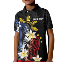 Personalized Philippines Tribal Kid Polo Shirt Tropical Waves - Plumeria
