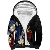 Personalized Philippines Tribal Sherpa Hoodie Tropical Waves - Plumeria