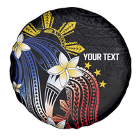 Personalized Philippines Tribal Spare Tire Cover Tropical Waves - Plumeria