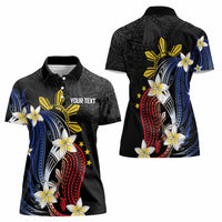 Personalized Philippines Tribal Women Polo Shirt Tropical Waves - Plumeria