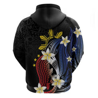 Personalized Philippines Tribal Zip Hoodie Tropical Waves - Plumeria