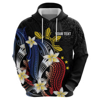Personalized Philippines Tribal Zip Hoodie Tropical Waves - Plumeria