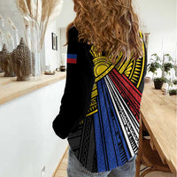 Philippines Sun Women Casual Shirt Pasifika Tribal Style