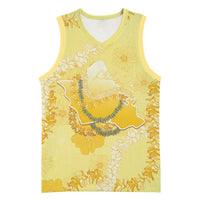 Hawaii Oahu Island Flowers Lei Basketball Jersey Yellow Ilima Mix Plumeria